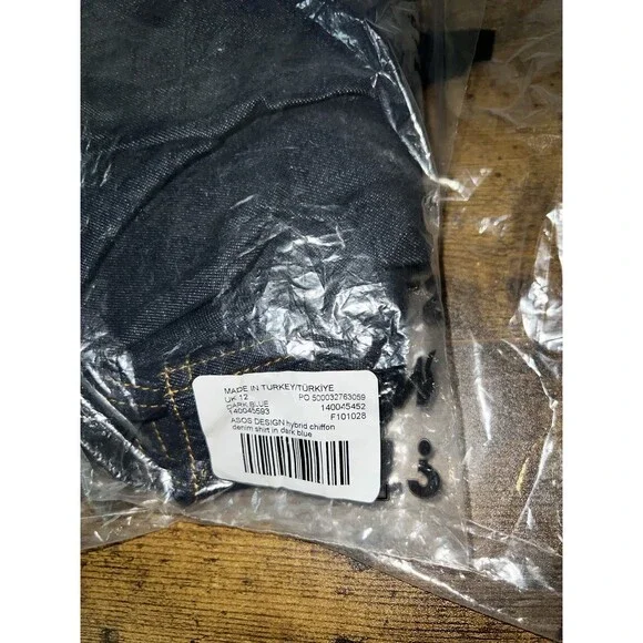 NEW! ASOS Hybrid Chiffon Denim Shirt in Dark Blue Size US 8 - Picture 5 of 7